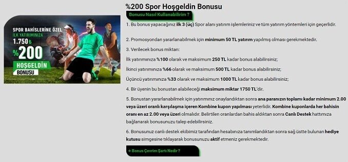 Betixir Spor Hoş geldin Bonusu