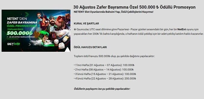 Betixir Zafer Bayramı Promosyonu